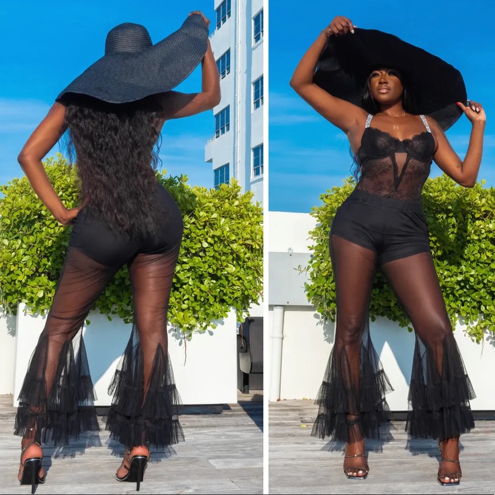 Black mesh pants